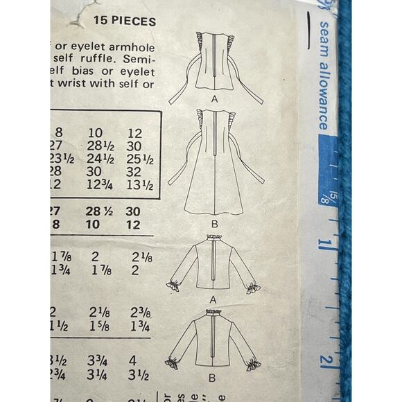 Butterick 6933 pattern Girls jumper blouse 1970s size 8 - Picture 8 of 9